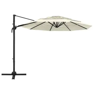 Berkfield 4-Tier Parasol with Aluminium Pole Sand 3x3 m