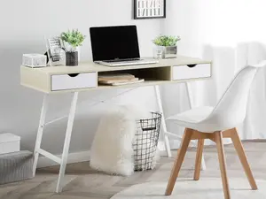 Home Office Desk with Storage Light Wood CLARITA