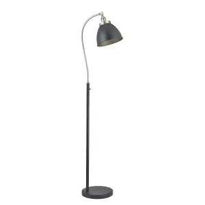 Luminosa Franklin Task Floor Lamp, Aged Pewter Plate, Matt Black Paint