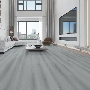 Grey Realistic Woodgrain Wood Effect Self Adhesive PVC Flooring Plank Waterproof, 5m² Pack, Set of 36