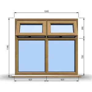 1245mm (W) x 1145mm (H) Wooden Stormproof Window - 2 Top Opening Windows -Toughened Safety Glass