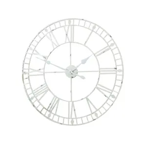 Melody Maison Large White Skeleton Wall Clock 80cm x 80cm