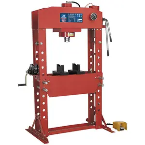 75 Tonne Heavy-Duty Air Hydraulic Press with Sliding Ram and Foot Pedal Control