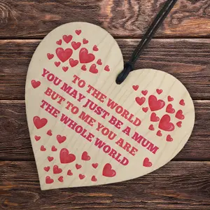 Red Ocean Gifts for Mum - Mum Gifts Hanging Wooden Heart , Mothers Day Gifts for Mum, Birthday Gifts for Mum from Daughter Son,