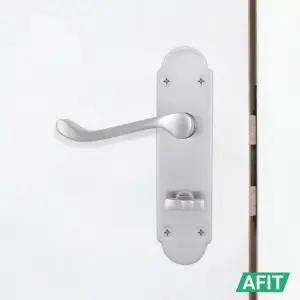 AFIT Satin Chrome Bathroom Door Handles - Victorian Scroll Shaped - 1 Pair of Internal Door Handles