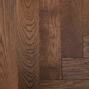 GoodHome Skanor Brown Herringbone Oak Solid wood flooring