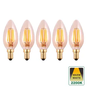 Harper Living 4.5 Watts E14 LED Bulb Amber Candle Warm White Dimmable, Pack of 5