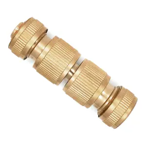 Hose Fitting Repair Set 2 x Brass Garden Water Hose 1/2" Quick End Connector & 1 x Brass Double Male Hose Connector