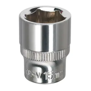 Sealey WallDrive Socket 15mm 3/8" Square Drive Fully Polished Finish Tool SP3815