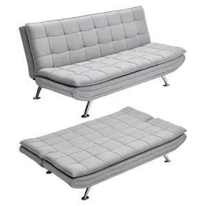 2 Seat Fabric Sofa Loveseat Couch 2 Seater Recliner Sofa Bed in Light Grey