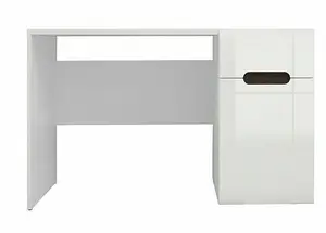 Desk with Drawer Computer Home Study Office Modern White Gloss Cabinet Storage WFH Azteca