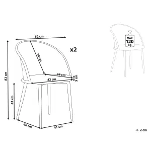 Set of 2 Dining Chairs CORNELL Metal Light Wood