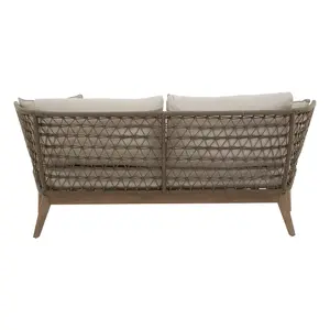 Interiors by Premier 3 Seat Sofa, Rattan Outdoor Sofa, Long Lasting Rattan Lounge Sofa for Living Room with Grey Cushioning