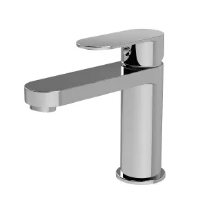 Round Mono Bathroom Basin Mixer Tap & Push Button Waste - Chrome