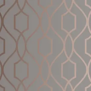 GoodHome Newland Grey Metallic effect Geometric Smooth Wallpaper