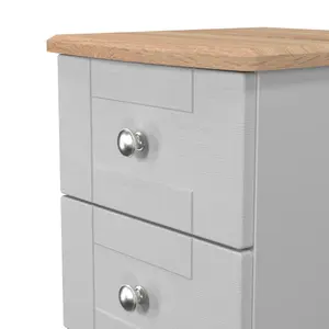 Sussex Ready assembled Grey & oak 3 Drawer Bedside chest (H)692mm (W)395mm (D)411mm