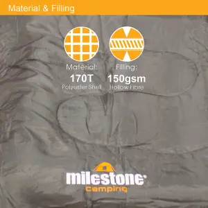 Milestone Camping Single Envelope Insulated Sleeping Bag