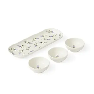 Sophie Conran for Portmeirion Lavandula 3 Bowl & Tray Set Boxed Set-Tray 27.5 x 10cm, Bowls 8cm