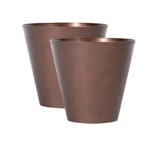 URBNLIVING 20cm Width Set of 2 Tubus Slim Corten Steel Flower Pot