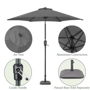 2.4m Crank and Tilt Parasol - Grey