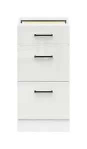 400mm Kitchen Drawer Base Unit Cabinet 40cm Cupboard White / Chalk Gloss Junona