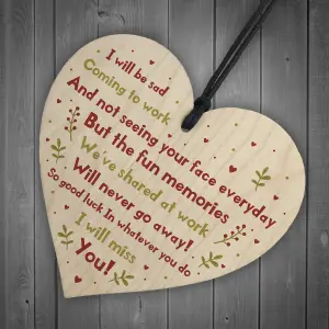 Handmade Colleague Leaving Gift Wooden Heart New Job Gift Goodbye Plaque Thank You Gift