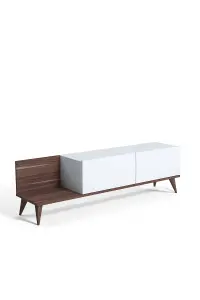 Soho TV Stand with 1 Shelves and 2 Cabinet, 152 x 35 x 43 cm TV Unit Table for TVs up to 55 inch, Walnut/White