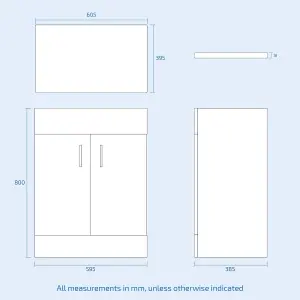 Nes Home 600mm Vanity Unit Cabinet With Worktop White