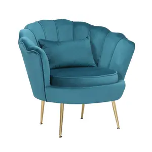 Velvet Teal Daisy Accent Chair