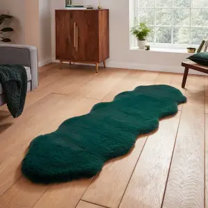 Super Teddy Sheepskin  Jewel Green Plain Shaggy Rug by Think Rugs-60cm X 90cm ( Single)