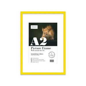 A2 Yellow Picture Frame With Mount for A3 (29.7 x 42cm - 11.7 x 16.5in) Poster, Photo, Artwork, or Print.