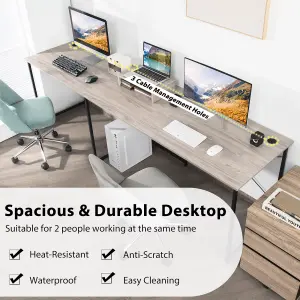 Costway L-Shaped Corner Computer Desk Reversible Study Writing Desk Workstation Home Office Laptop Table Grey