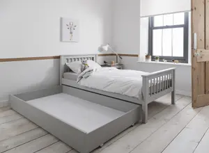 Hampshire Single Bed Frame with Olaf Trundle in Silk Grey