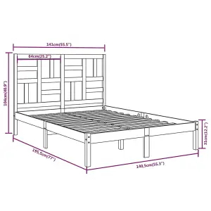 Berkfield Bed Frame White Solid Wood 135x190 cm 4FT6 Double