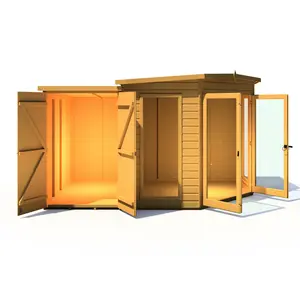 Shire Barclay Corner Summerhouse With Side Shed 8 Ft X 12 Ft