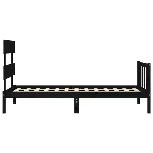 Berkfield Bed Frame with Headboard Black 100x200 cm Solid Wood