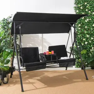 Costway 2 Person Porch Swing W/ Canopy Outdoor Canopy Swing Chair Loveseat