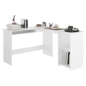 Berkfield L-Shaped Corner Desk High Gloss White 120x140x75 cm Engineered Wood