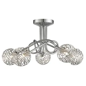 Pagazzi Kesha Polished Chrome Semi Flush Ceiling Light