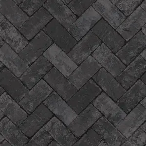 Galerie Just Kitchens Black Herringbone Brick Wallpaper Roll