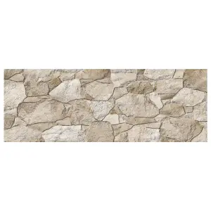 Prairie Beige Split Faced Stone Effect Porcelain Tile - Pack of 4, 1.14m² - (L)890x(W)320