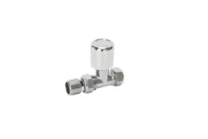 Straight Thermostatic Radiator Valve & Lockshield (Chrome) 15mm x 1/2" Buy 1 Get 2