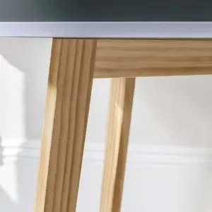 Ludvig Office Desk Computer Table in Silk Grey and Natural Pine