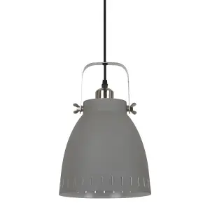 Luminosa Industrial And Retro Hanging Pendant Satin Grey 1 Light  with Grey Shade, E27