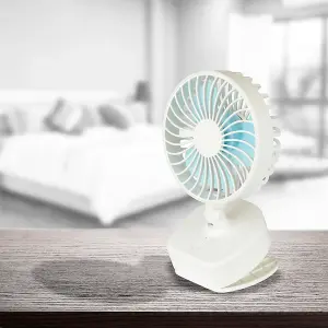 StayCool Mini 4" Portable USB Rechargeable Clip Desk Fan - White