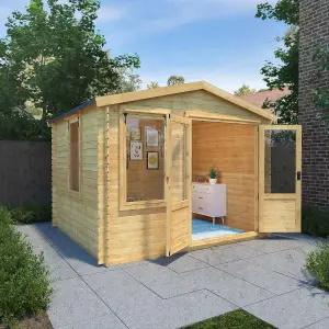 Waltons 3.3m x 3.0m Wooden 19mm Log Cabin Garden Room Summerhouse Shed