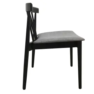 Goran Dining Chair Black Frame Grey Seat (Pair in Box)