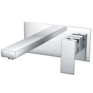 Niagara Hadley Wall Mounted Basin Mixer Chrome Lever Bathroom Sink Modern Tap