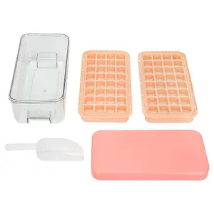 Ice Cube Tray - Cube Ice Ice Trays with Lid & Bin for Freezer - Mini Ice Cube Maker - 64pcs Easy Ice Cube Removal