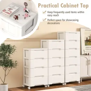 COSTWAY 6-Drawer Rolling Cabinet Plastic Storage Cart 5-tier Drawer Dresser w/ Wheels